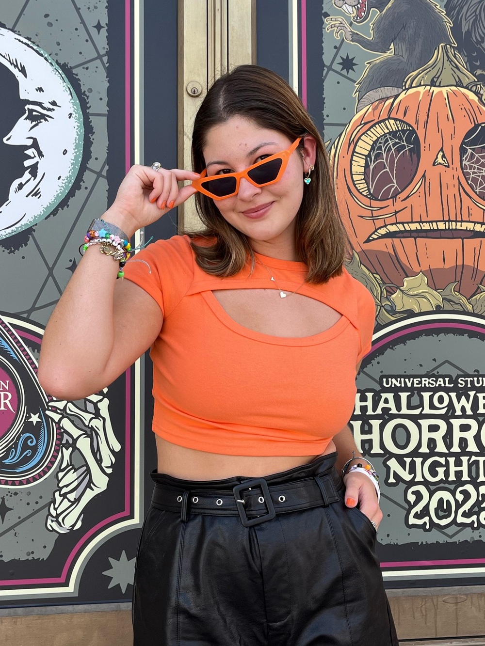 orange cut out crop top